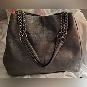 Beautiful soft leather pewter-colored Coach shoulder bag 💼, $25